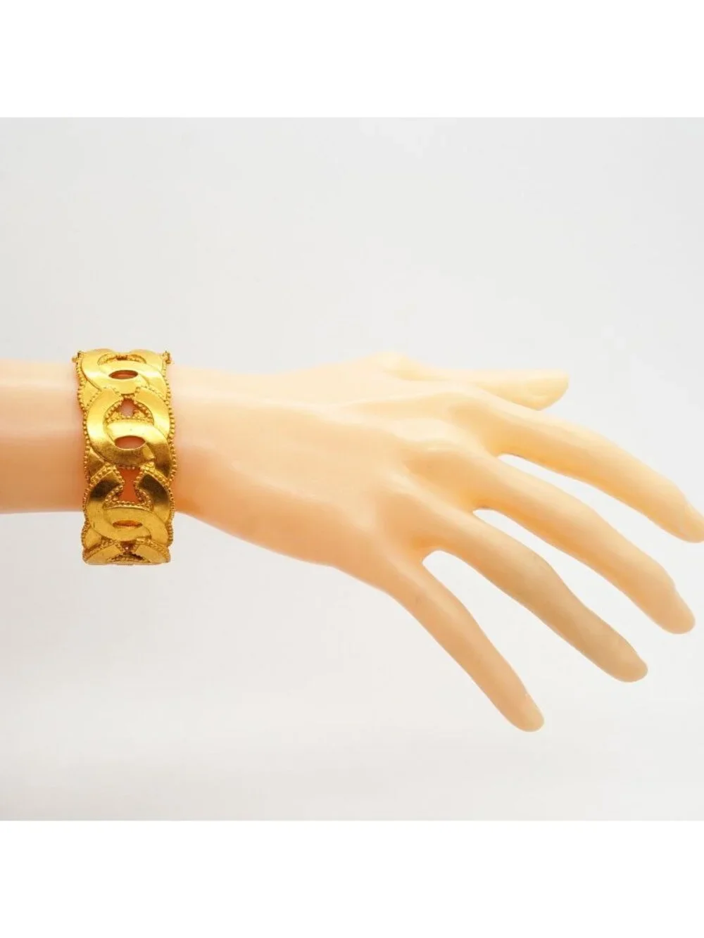 Chanel Bangle Vintage CC Logo Gold Plated Bracelet